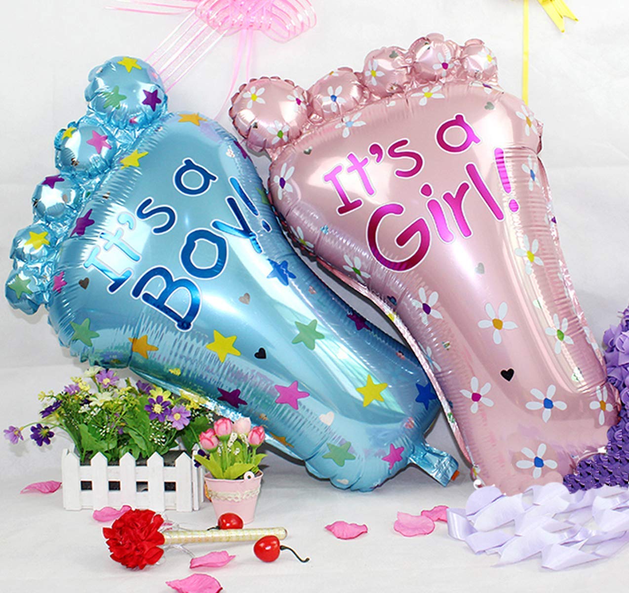 ITS A BOY OR GIRL BABY SHOWER FOOT BALLOONS ITS A GIRL BABY SHOWER FOOT BALLON 